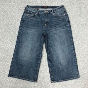 NYDJ Seline Wide Leg Crop Jeans Womens 8 Blue Med Wash Mid Rise Stretch Boho